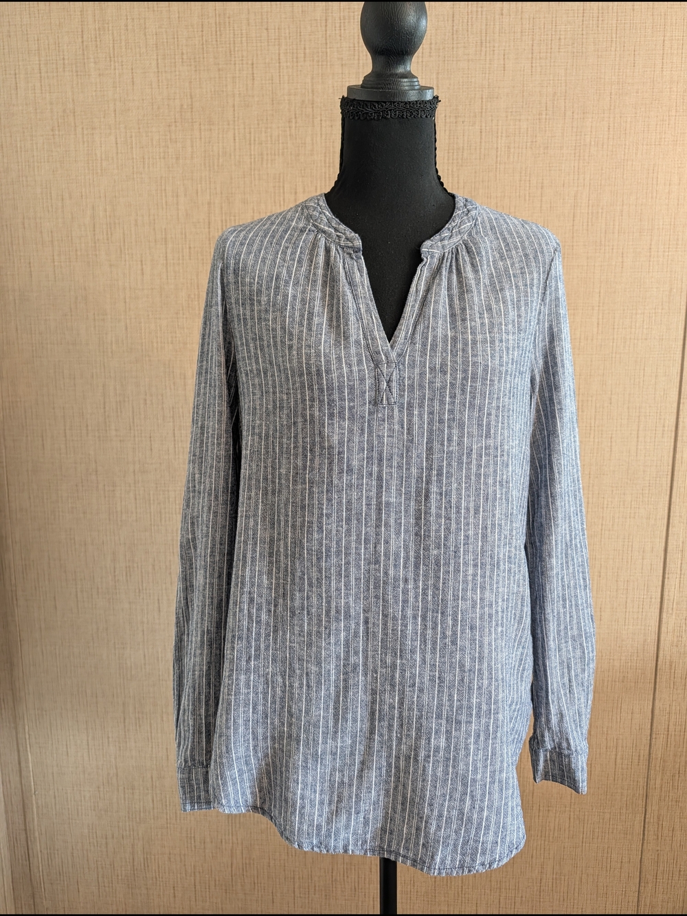 beachlunchlounge Blue & White Pinstripe Split-Neck Tunic